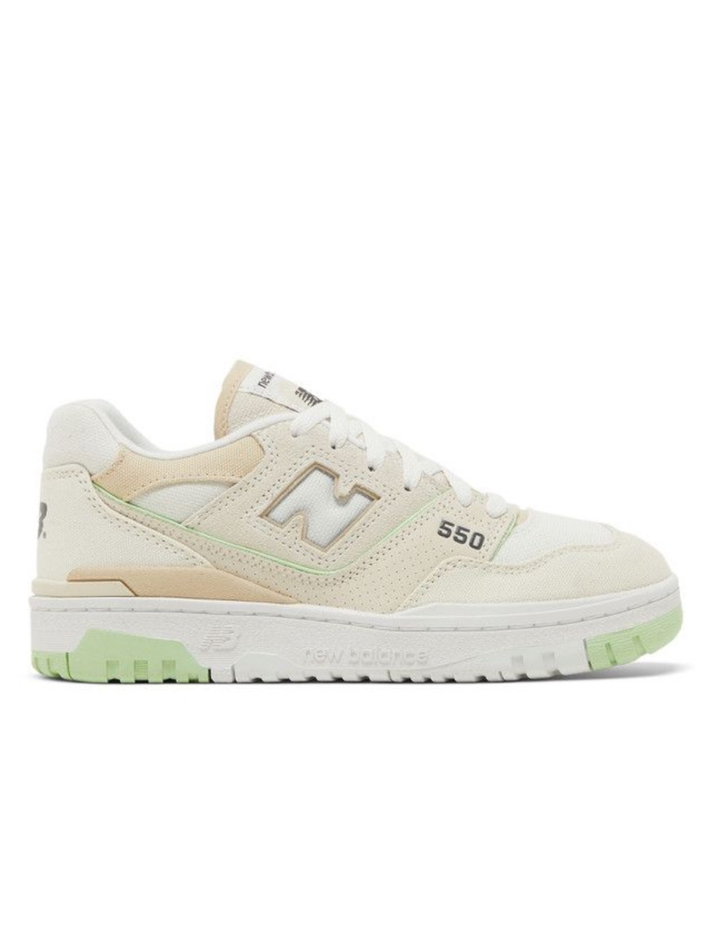 New Balance women’s 550 Turtledove Green Aura Sneaker - Cream & Green